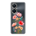 Полупрозрачный дизайнерский пластиковый чехол для Huawei Nova 11i Цветы