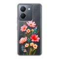 Полупрозрачный дизайнерский пластиковый чехол для Vivo Y36 Цветы