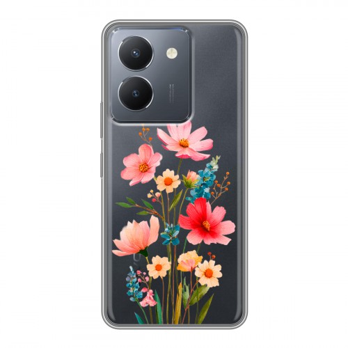 Полупрозрачный дизайнерский пластиковый чехол для Vivo Y36 Цветы