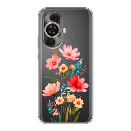 Полупрозрачный дизайнерский силиконовый чехол для Huawei Nova 11 Цветы