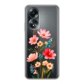 Полупрозрачный дизайнерский пластиковый чехол для OPPO A58 4G Цветы