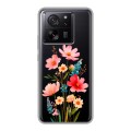 Полупрозрачный дизайнерский пластиковый чехол для Xiaomi 13T Цветы