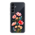 Полупрозрачный дизайнерский пластиковый чехол для Samsung Galaxy A35 Цветы