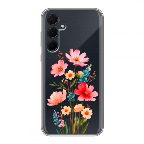 Полупрозрачный дизайнерский пластиковый чехол для Samsung Galaxy A35 Цветы