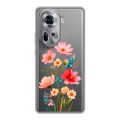 Полупрозрачный дизайнерский пластиковый чехол для OPPO Reno 11 Цветы