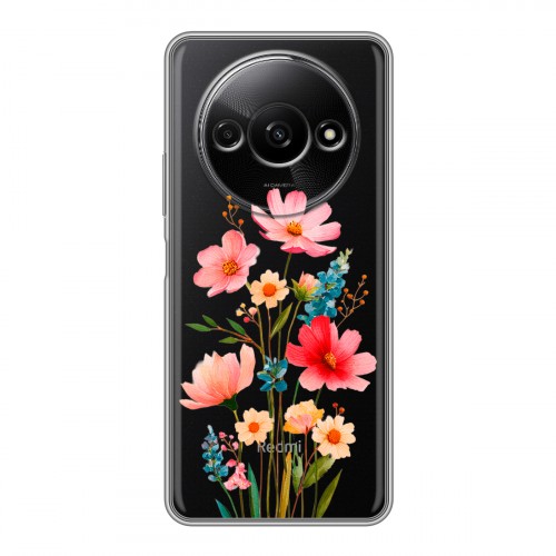 Полупрозрачный дизайнерский пластиковый чехол для Xiaomi RedMi A3 Цветы