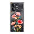 Полупрозрачный дизайнерский пластиковый чехол для Tecno Pova 6 Цветы