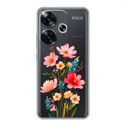 Полупрозрачный дизайнерский пластиковый чехол для Xiaomi Redmi Turbo 3 Цветы