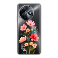 Полупрозрачный дизайнерский пластиковый чехол для Itel S24 Цветы