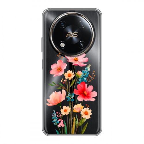 Полупрозрачный дизайнерский пластиковый чехол для Itel RS4 Цветы