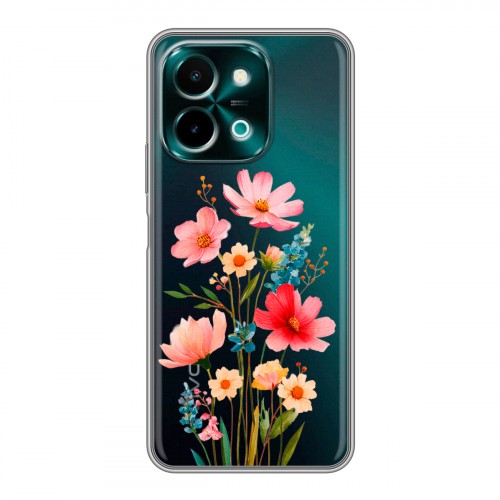 Полупрозрачный дизайнерский пластиковый чехол для Vivo Y28 Цветы