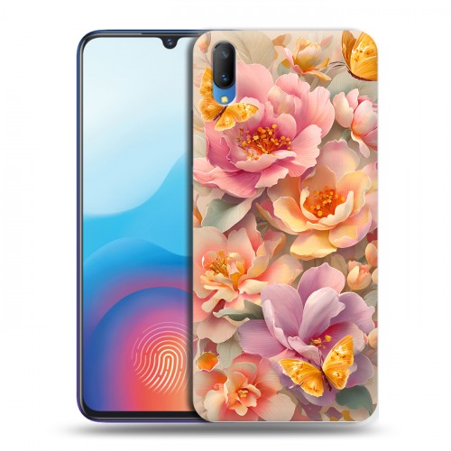 Полупрозрачный дизайнерский пластиковый чехол для Vivo V11 Цветы и бабочки