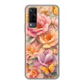 Полупрозрачный дизайнерский пластиковый чехол для Vivo Y31 Цветы и бабочки