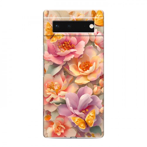 Полупрозрачный дизайнерский силиконовый чехол для Google Pixel 6 Цветы и бабочки