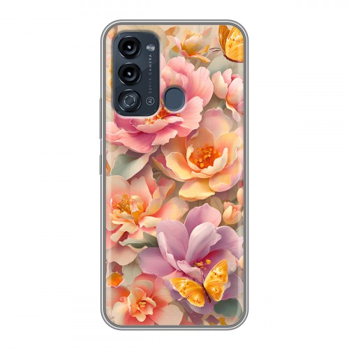 Полупрозрачный дизайнерский силиконовый чехол для Itel Vision 3 Цветы и бабочки