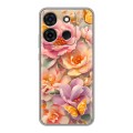 Полупрозрачный дизайнерский силиконовый чехол для Infinix Smart 7 Цветы и бабочки