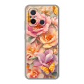 Полупрозрачный дизайнерский пластиковый чехол для Xiaomi RedMi 12C Цветы и бабочки