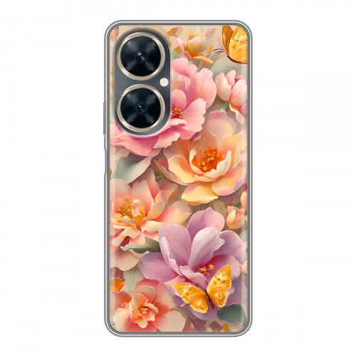 Полупрозрачный дизайнерский пластиковый чехол для Huawei Nova 11i Цветы и бабочки