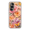 Полупрозрачный дизайнерский силиконовый чехол для Huawei Nova 11 Цветы и бабочки