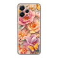 Полупрозрачный дизайнерский пластиковый чехол для Xiaomi RedMi 12 Цветы и бабочки