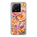 Полупрозрачный дизайнерский пластиковый чехол для Xiaomi 13T Цветы и бабочки