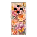 Полупрозрачный дизайнерский пластиковый чехол для Vivo X100 Цветы и бабочки