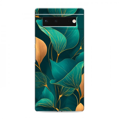 Полупрозрачный дизайнерский силиконовый чехол для Google Pixel 6 Листья и золото