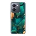 Полупрозрачный дизайнерский пластиковый чехол для Vivo Y36 Листья и золото