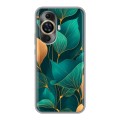 Полупрозрачный дизайнерский силиконовый чехол для Huawei Nova 11 Листья и золото