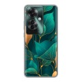 Полупрозрачный дизайнерский пластиковый чехол для Oppo Reno 11F Листья и золото