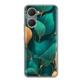 Полупрозрачный дизайнерский пластиковый чехол для Vivo Y03 Листья и золото