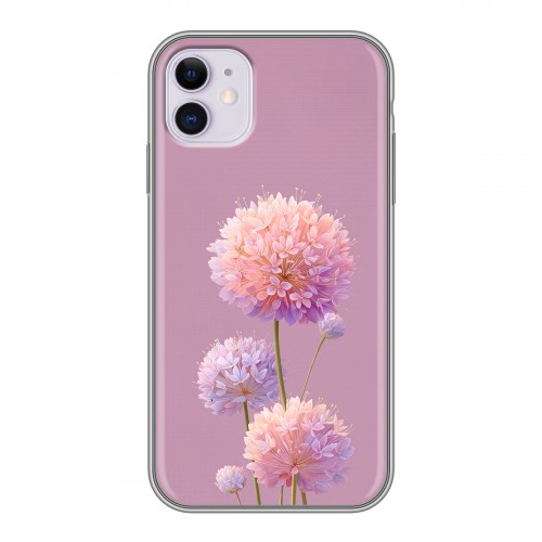 Полупрозрачный дизайнерский силиконовый чехол для Iphone 11 Цветы