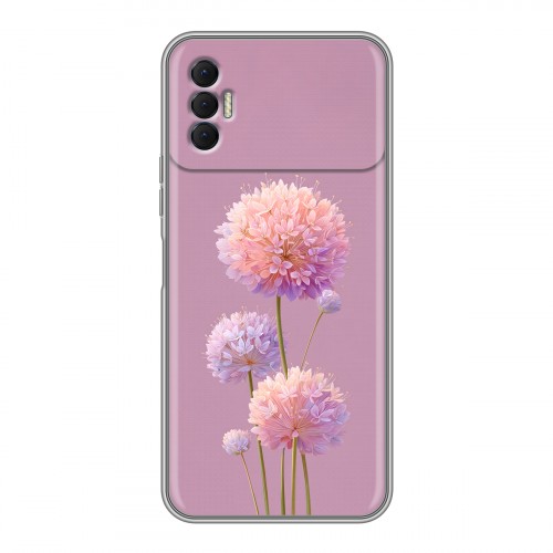 Полупрозрачный дизайнерский силиконовый чехол для Tecno Spark 8P Цветы