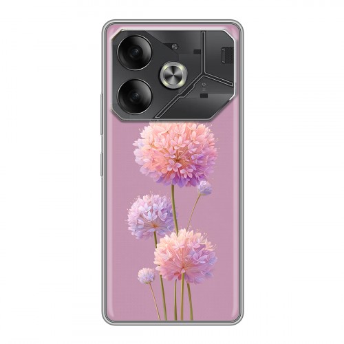 Полупрозрачный дизайнерский пластиковый чехол для Tecno Pova 6 Цветы