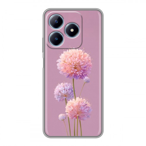 Полупрозрачный дизайнерский силиконовый чехол для Realme C63 Цветы