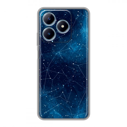 Полупрозрачный дизайнерский силиконовый чехол для Realme C63 Космос звезды