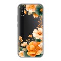 Полупрозрачный дизайнерский силиконовый чехол для Xiaomi RedMi 9A Цветы принт