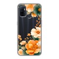 Полупрозрачный дизайнерский силиконовый чехол для OPPO A53 Цветы принт