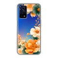 Полупрозрачный дизайнерский силиконовый с усиленными углами чехол для OPPO A55 Цветы принт