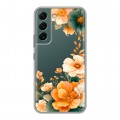 Полупрозрачный дизайнерский пластиковый чехол для Samsung Galaxy S22 Цветы принт