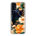 Полупрозрачный дизайнерский пластиковый чехол для TCL 20B Цветы принт