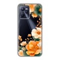 Полупрозрачный дизайнерский силиконовый чехол для Realme C35 Цветы принт