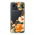 Полупрозрачный дизайнерский пластиковый чехол для Realme C30 Цветы принт