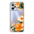 Полупрозрачный дизайнерский силиконовый чехол для Realme C31 Цветы принт