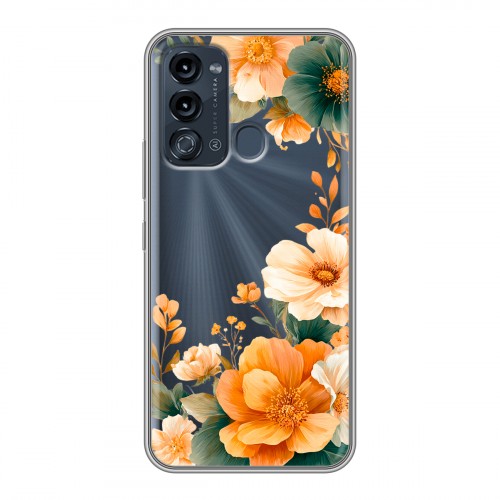 Полупрозрачный дизайнерский силиконовый чехол для Itel Vision 3 Цветы принт