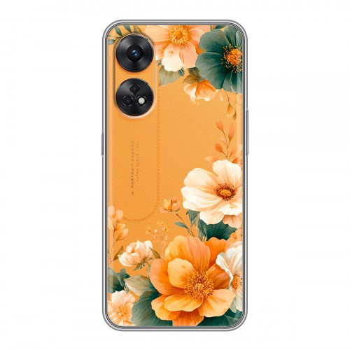 Полупрозрачный дизайнерский пластиковый чехол для OPPO Reno8 T Цветы принт