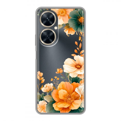 Полупрозрачный дизайнерский пластиковый чехол для Huawei Nova 11i Цветы принт