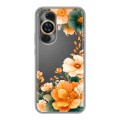 Полупрозрачный дизайнерский силиконовый чехол для Huawei Nova 11 Цветы принт