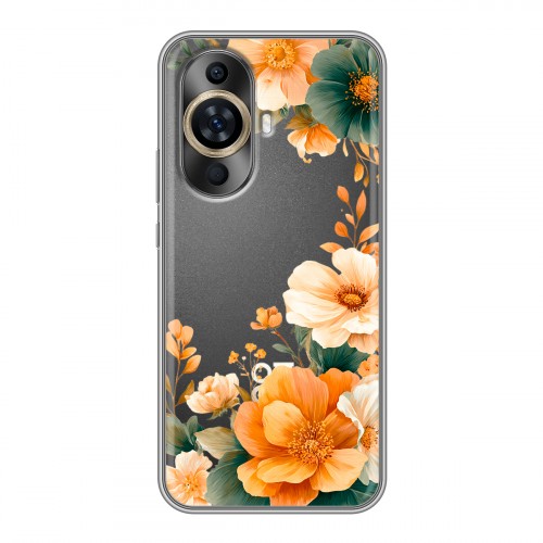 Полупрозрачный дизайнерский силиконовый чехол для Huawei Nova 11 Цветы принт