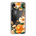 Полупрозрачный дизайнерский пластиковый чехол для OPPO A78 4G Цветы принт